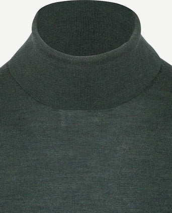 Suitable merino coltrui melange donkergroen | Slim-fit