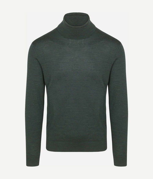 Suitable merino coltrui melange donkergroen | Slim-fit