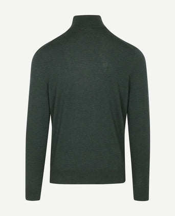 Suitable merino coltrui melange donkergroen | Slim-fit