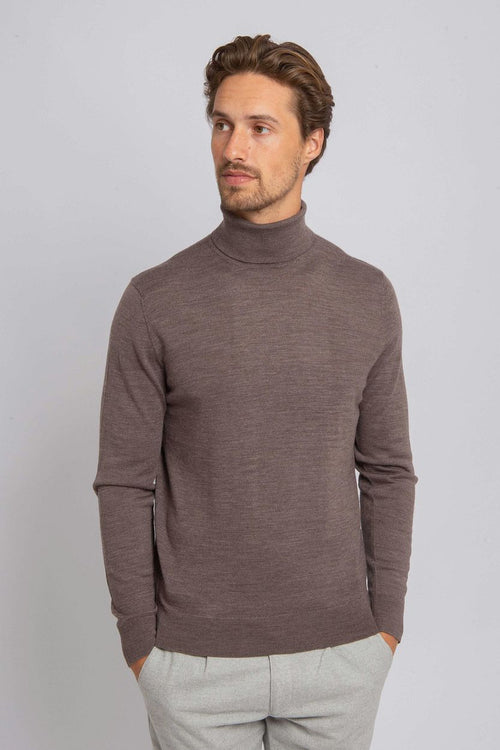Suitable merino coltrui melange taupe | Slim-fit