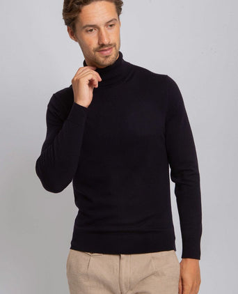 Suitable merino coltrui donkerblauw | Slim-fit