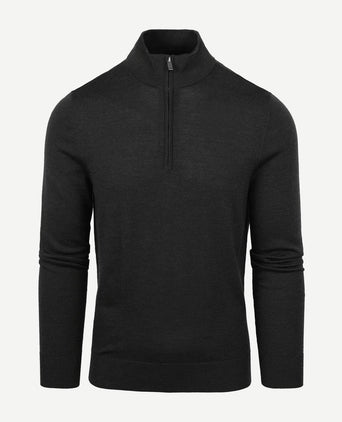 Merino halve rits trui antraciet