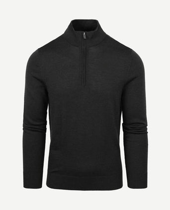 Merino halve rits trui antraciet