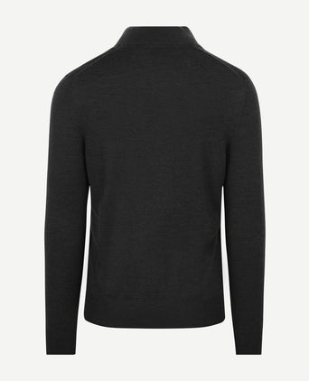 Suitable merino halve rits trui antraciet | Slim-fit