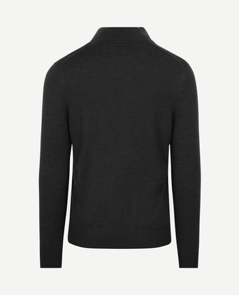 Merino halve rits trui antraciet