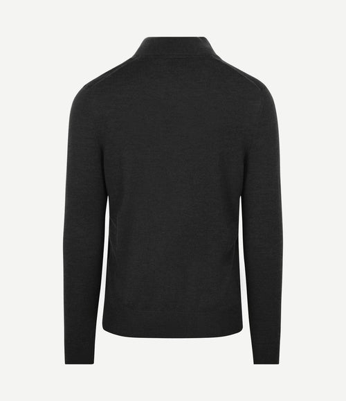 Merino halve rits trui antraciet