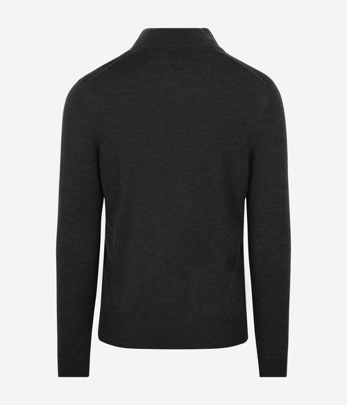 Suitable merino halve rits trui antraciet | Slim-fit