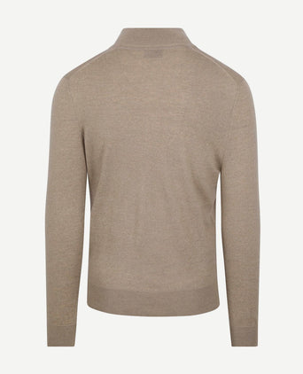 Suitable merino halve rits trui beige | Slim-fit