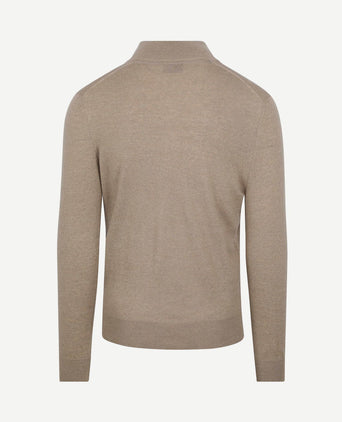 Merino halve rits trui beige