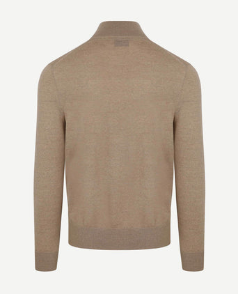 Suitable merino halve rits trui beige | Slim-fit