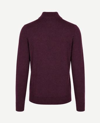 Merino halve rits trui bordeaux