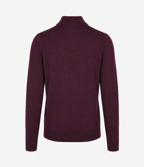 Merino halve rits trui bordeaux