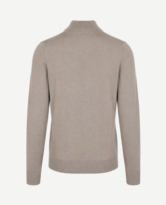 Merino halve rits trui bright taupe