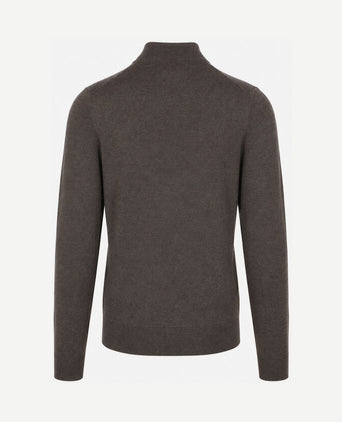 Merino halve rits trui bruin