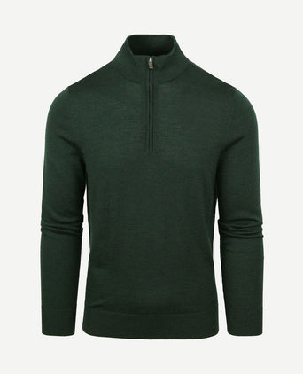 Merino halve rits trui donkergroen