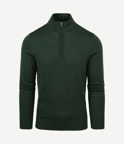 Merino halve rits trui donkergroen