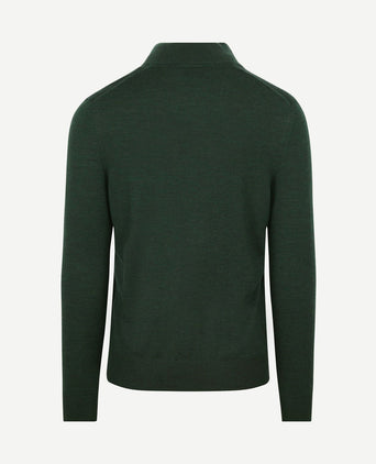 Merino halve rits trui donkergroen