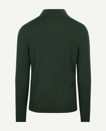 Suitable merino halve rits trui donkergroen | Slim-fit