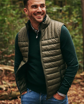 Suitable merino halve rits trui donkergroen | Slim-fit