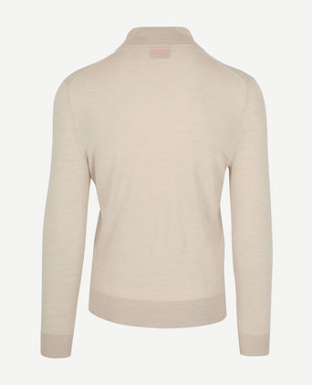 Suitable merino halve rits trui ecru | Slim-fit