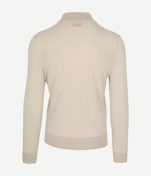 Suitable merino halve rits trui ecru | Slim-fit