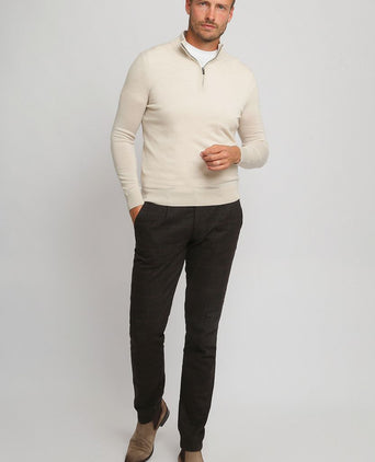 Suitable merino halve rits trui ecru | Slim-fit