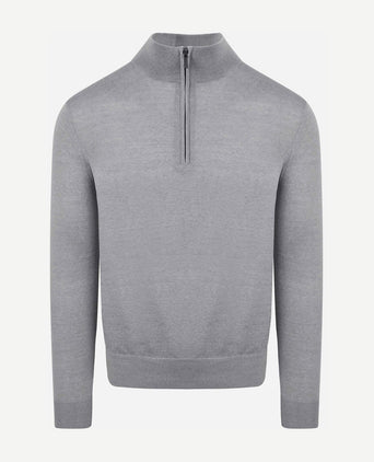 Suitable merino halve rits trui grijs | Slim-fit
