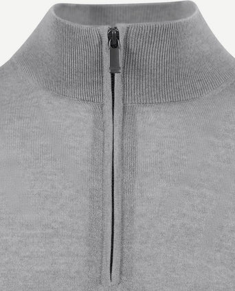 Suitable merino halve rits trui grijs | Slim-fit
