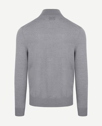 Suitable merino halve rits trui grijs | Slim-fit