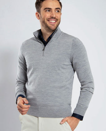 Suitable merino halve rits trui grijs | Slim-fit