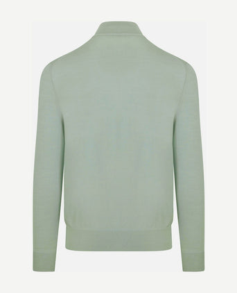 Suitable merino halve rits trui groen | Slim-fit