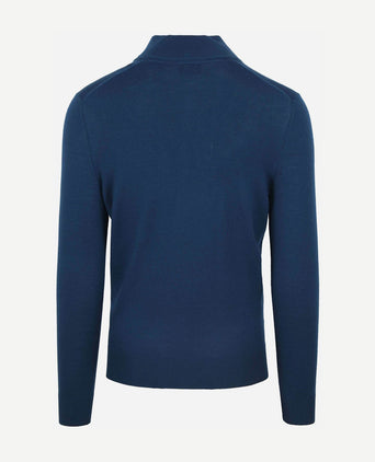 Suitable merino halve rits trui indigo blauw | Slim-fit