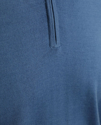 Suitable merino halve rits trui ink blauw | Slim-fit