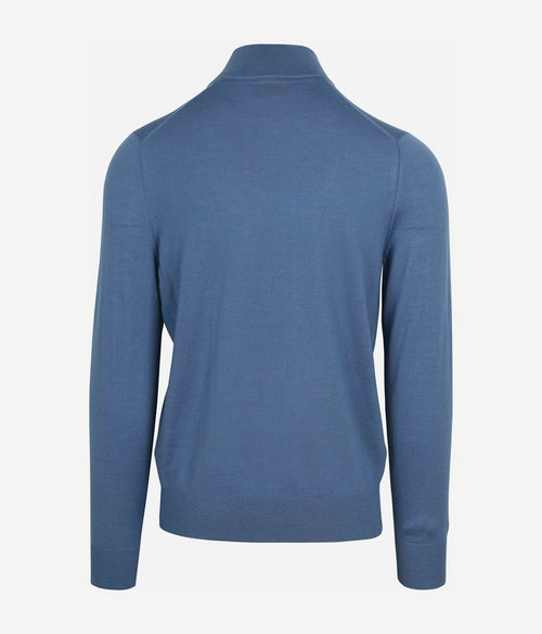 Suitable merino halve rits trui ink blauw | Slim-fit