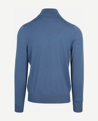 Suitable merino halve rits trui ink blauw | Slim-fit