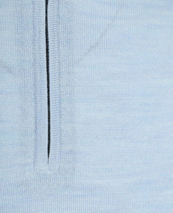 Suitable merino halve rits trui lichtblauw | Slim-fit