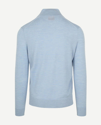Suitable merino halve rits trui lichtblauw | Slim-fit