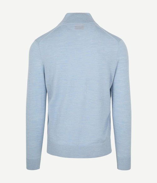 Suitable merino halve rits trui lichtblauw | Slim-fit