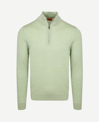 Merino halve rits trui lichtgroen