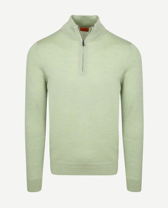 Merino halve rits trui lichtgroen