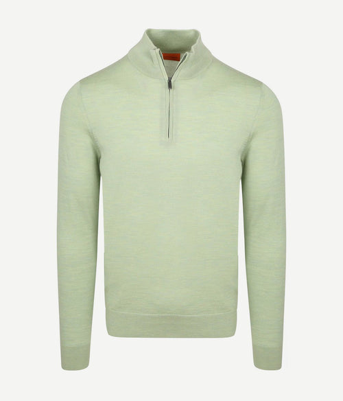 Merino halve rits trui lichtgroen