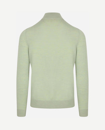 Merino halve rits trui lichtgroen