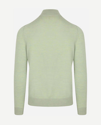 Merino halve rits trui lichtgroen