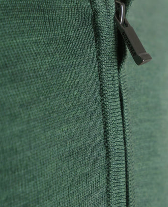 Suitable merino halve rits trui mid groen | Slim-fit