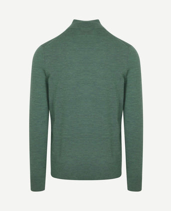 Merino halve rits trui mid groen