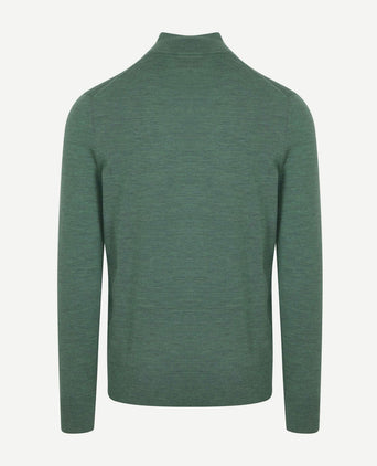 Merino halve rits trui mid groen