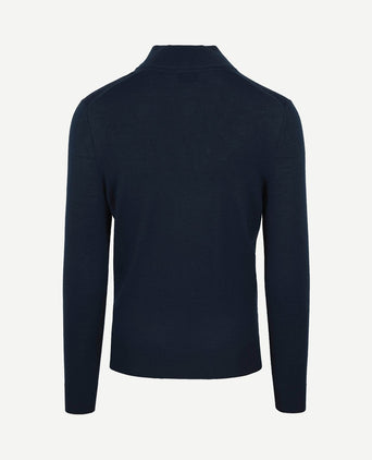 Merino halve rits trui donkerblauw