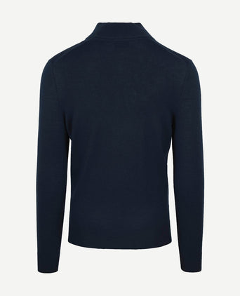 Suitable merino halve rits trui donkerblauw | Slim-fit