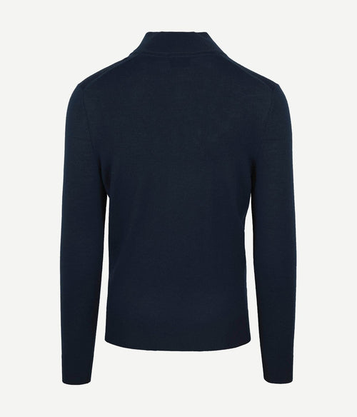 Merino halve rits trui donkerblauw