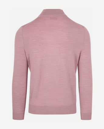 Suitable merino halve rits trui roze | Slim-fit